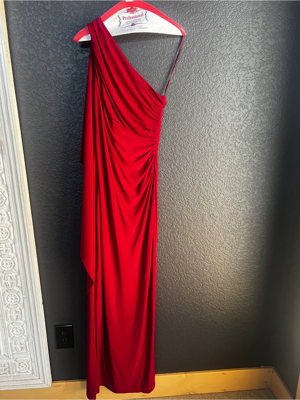 Ralph Lauren One-Shoulder Scarlet Evening Gown